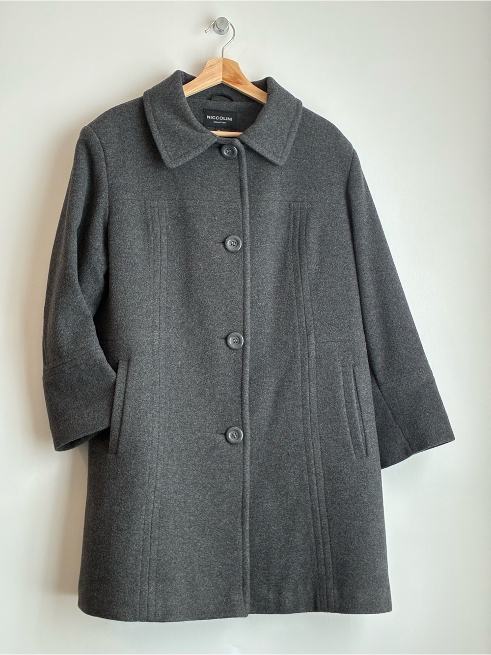 Niccolini Collection Wool Blend Charcoal Grey Car Coat Jacket Women Size 14